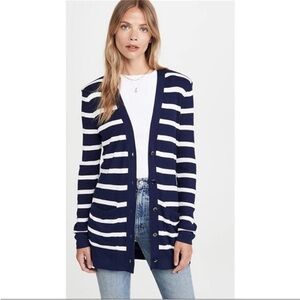 L'Agence Corin Striped Ribbed Long Button
Down Cardigan with Pockets